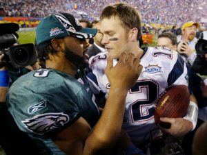 New England Patriots Brady and Philadelphia Eagles McNabb after game