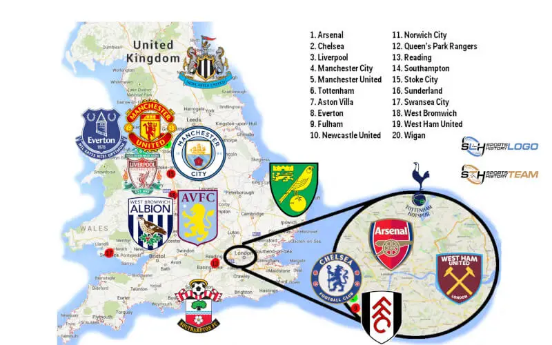 Premier League Teams Map