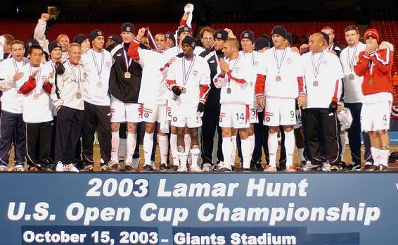2003: The Chicago Fire club wins U.S. Open Cup