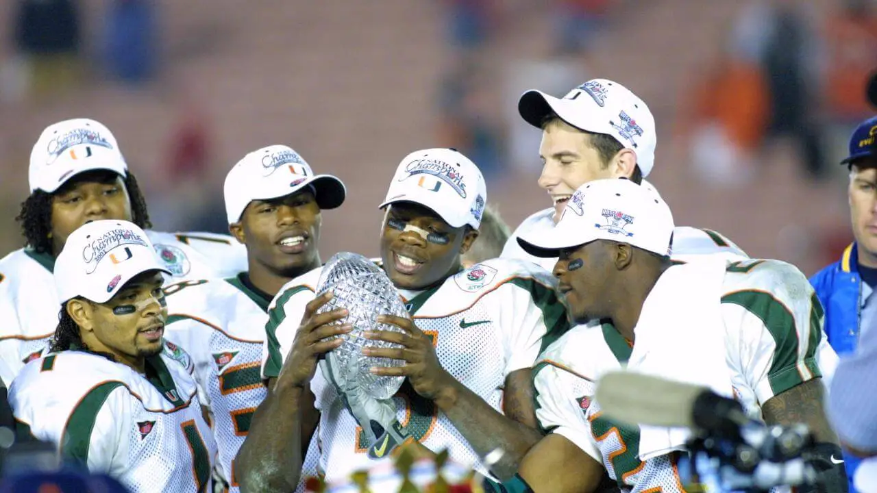 2001: The Hurricanes win their fifth national championship in football
