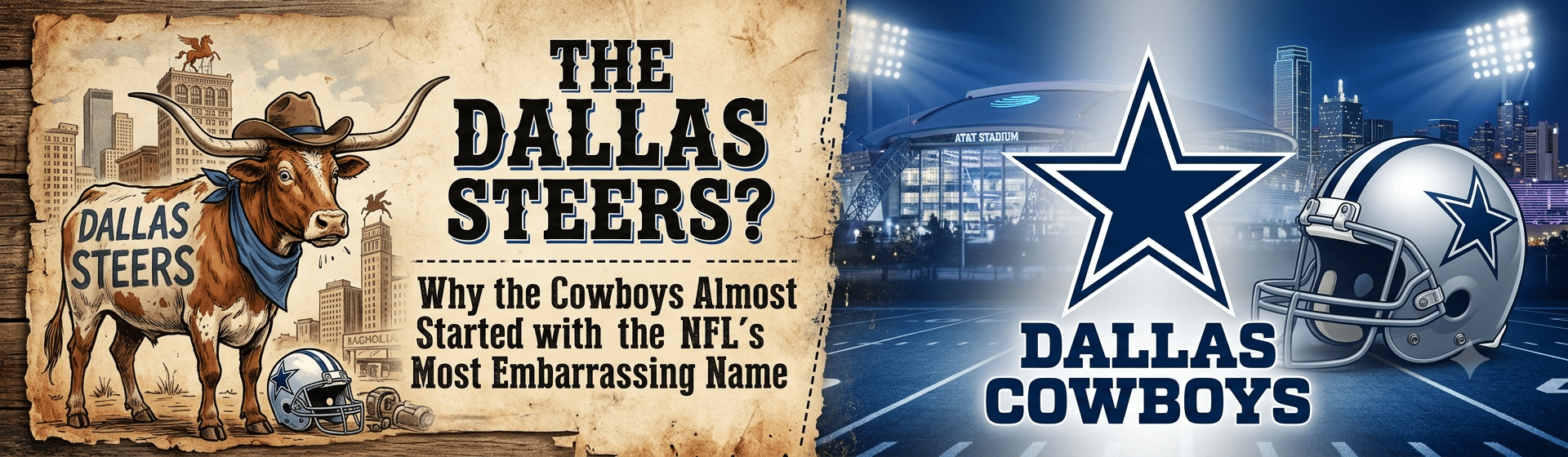 SPORTS TEAM HISTORY | Logo History Featured image for “The Dallas Steers? Why the Cowboys Almost Started with the NFL’s Most Embarrassing Name”