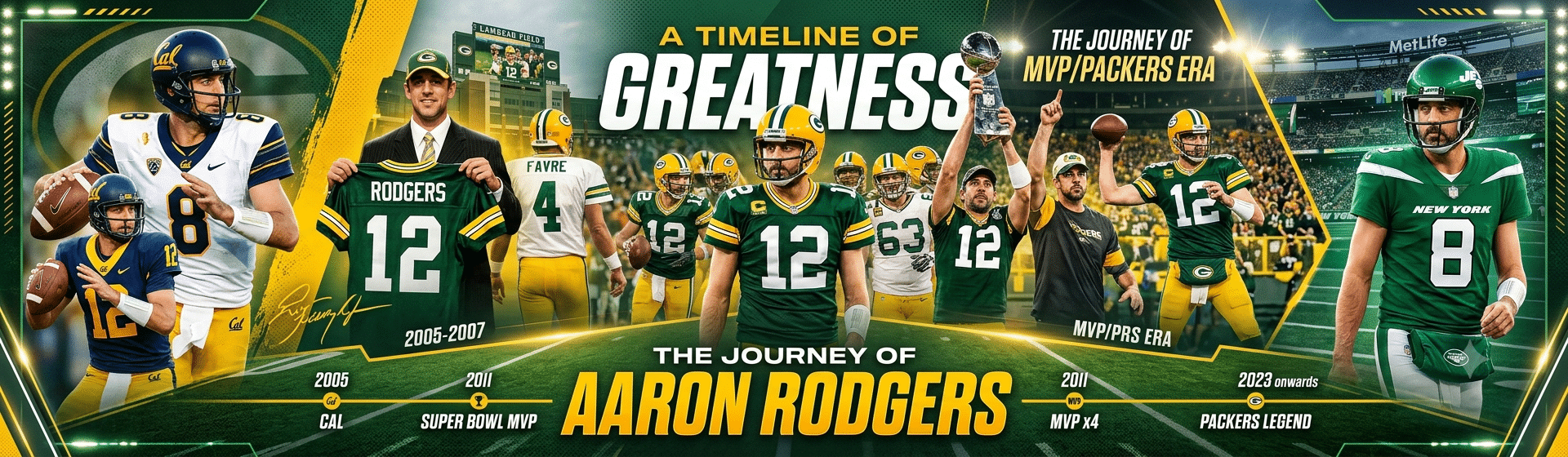SPORTS TEAM HISTORY | Logo History Featured image for “A Timeline of Greatness: The Journey of Aaron Rodgers”